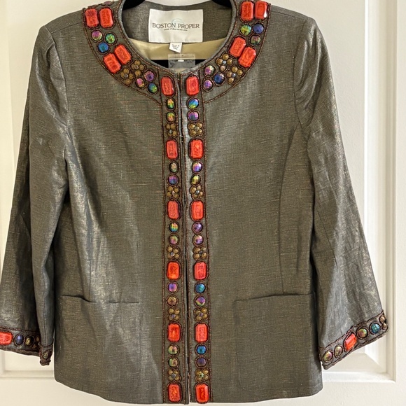 Embellished Metallic Trim Jacket – Size 8 - Picture 6 of 6